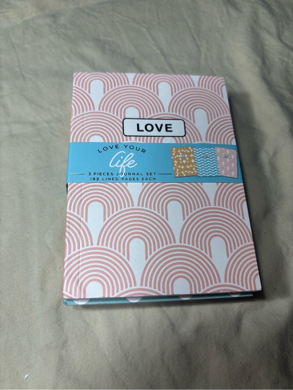 New LOVE YOUR LIFE Pink & White Patterned Journal Set of 3 LIVE LAUGH LOVE